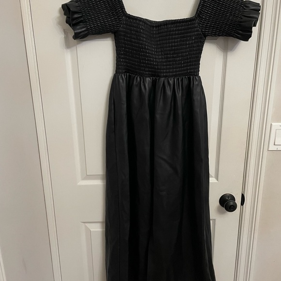 STAUD Mae Leather Dress in Black - Picture 7 of 8